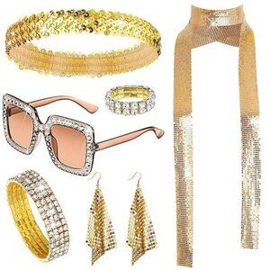 Women's 70's Disco Costume Accessories, 6 Pieces